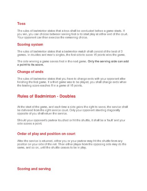 Badminton Rules - Abc - Toss The rules of badminton states that a toss ...