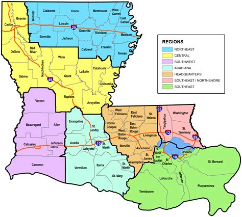 Louisiana Map With Parishes Names | semashow.com