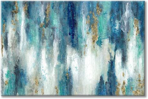 UTOP-art Hand Painted Abstract Canvas Wall Art: Blue Picture India | Ubuy