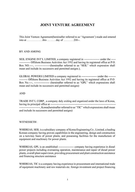 53 Simple Joint Venture Agreement Templates [PDF, DOC] - Template Lab