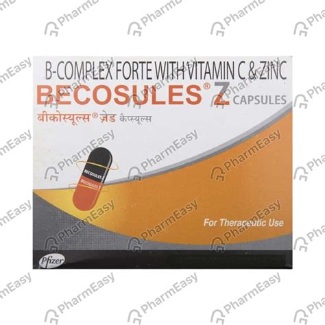 Becosules Z Strip Of 15 Capsules: Uses, Side Effects, Price & Dosage ...