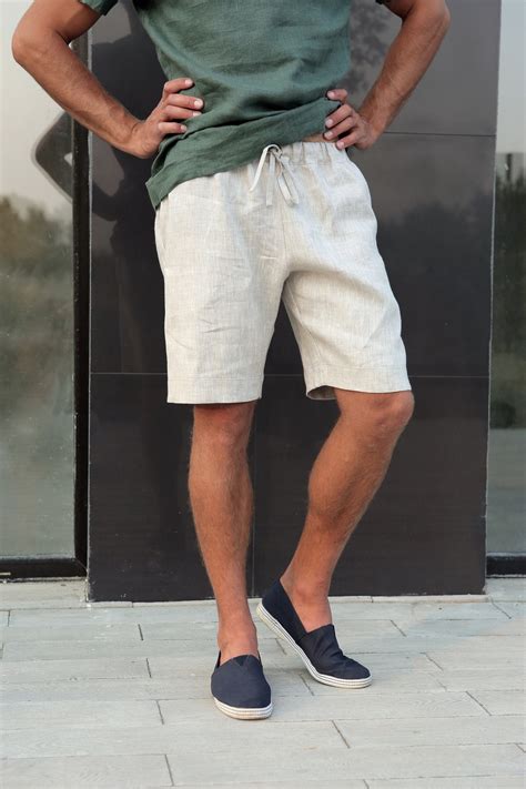 Mens Cuffed Linen Shorts at Kathleen Dekker blog