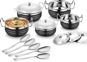 Classic Essentials Black Colour Cooking & Serving Biryani Handi Set of ...