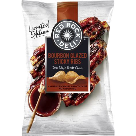 Calories in Red Rock Deli Potato Chips Bourbon Glazed Sticky Ribs calcount