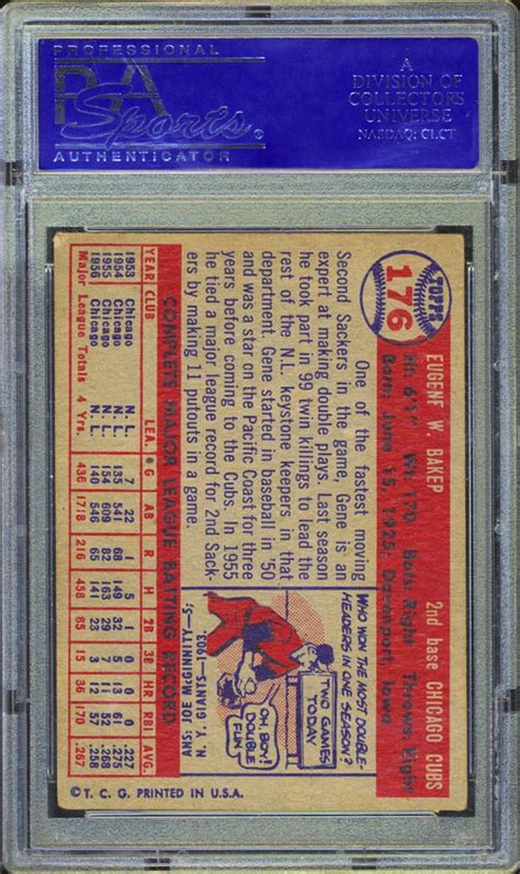 Lot Detail - 1957 Topps #176 Gene Baker Error Card "Bakep" PSA 3 VG