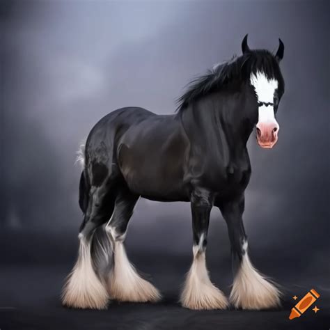 Majestic black clydesdale horse on Craiyon