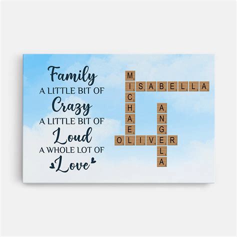 Personalised Family A Little Bit of Crazy Crossword Canvas - Custom Chic UK