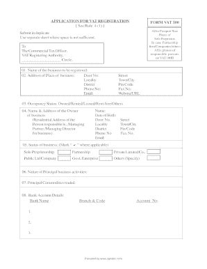 VAT Registration Form VAT 100 - Blank Fillable Template | Fill Out ...