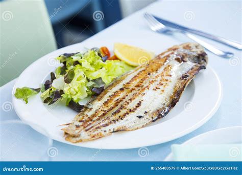 Grilled Sole. Grilled Fish in a Restaurant on the Spanish Coast Stock ...