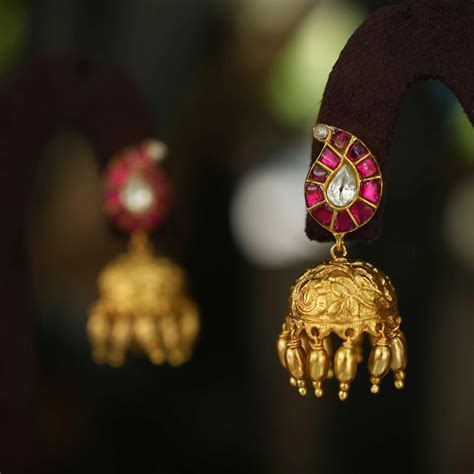 Aasha Mango Jhumka | Pink Stone Earrings for Women | Traditional Style