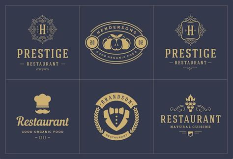 Restaurant-Logo-Vorlagen stellen Vektorillustrationen ein, die gut für ...