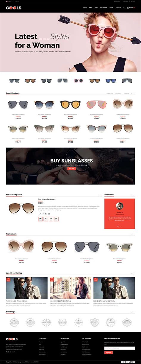 黑色时尚大气html5响应式眼镜商城网站模板 - 素材火