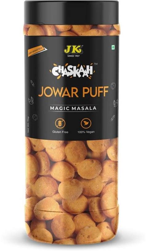 CHASKAAH Magic Masala Jowar Puff, 75g Vegan Gluten Free Dry Roasted MSG ...
