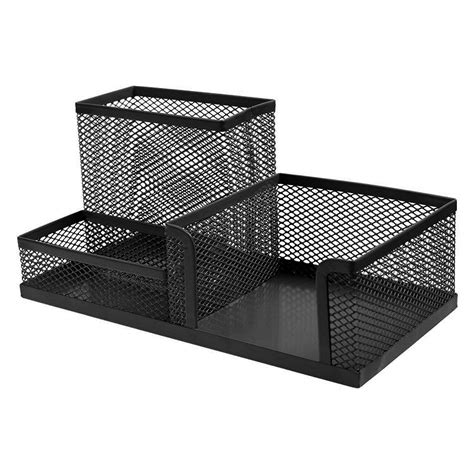 SUKHAD 3-Compartment Metal Mesh Desk Organizer, 8 X 4 X 3.8 Inch, Black ...