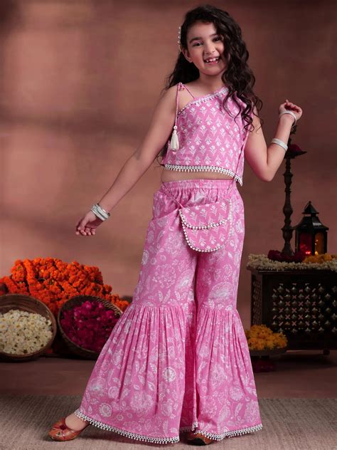 Buy Kids Pink Printed Cotton Co-Ords Online at Rs.1299 | Libas