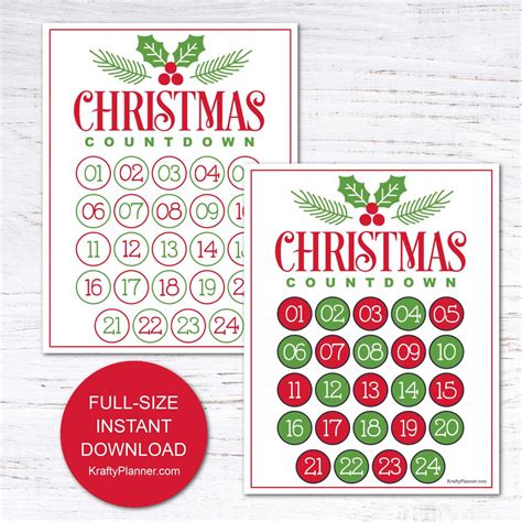 Free Printable Countdown Calendar - King Printables