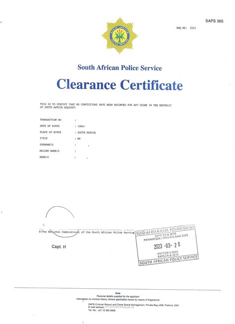 South African Police Clearance