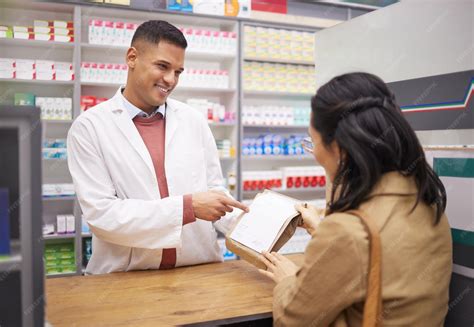 Premium Photo | Pharmacy medication and pharmacist explaining a ...