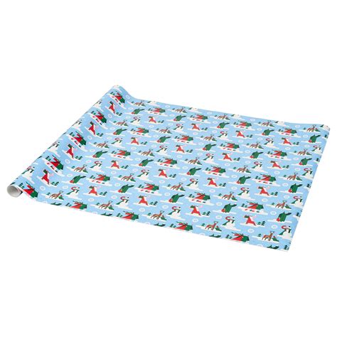 VINTERFINT gift wrap roll, winter blue, 3x0.7 m/2.10 m² (10x2.30'/22.60 ...