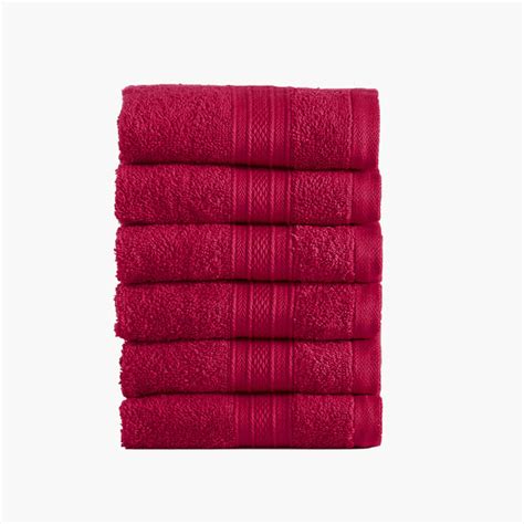 Buy TRIDENT Soft and Plush Red Textured Cotton Face Towels - 30x30cm ...