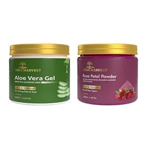 Veda Harvest Aloe vera gel and Rose petal powder | For multiple skin ...