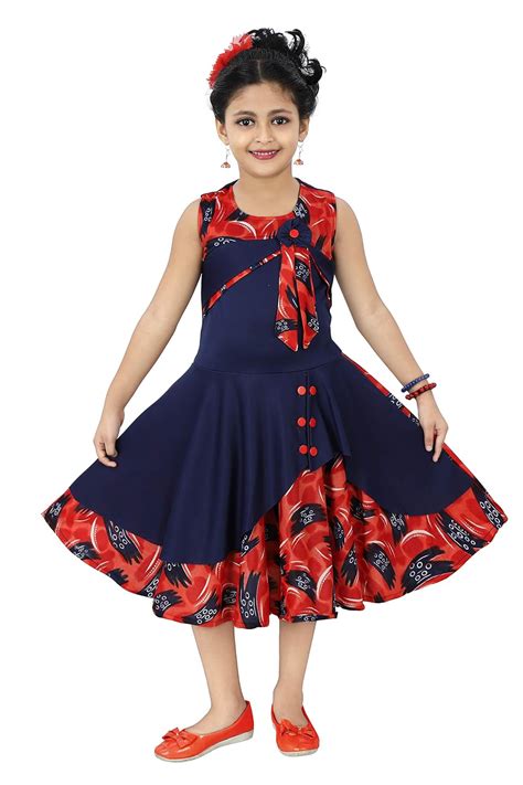 Buy Chandrika Kids Party Midi Dress for Girls Red at Amazon.in