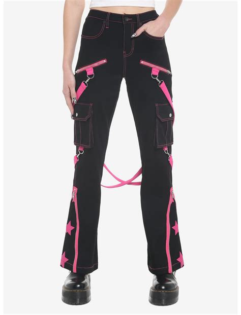 Pink Stars Suspender Girls Cargo Pants | Hot Topic
