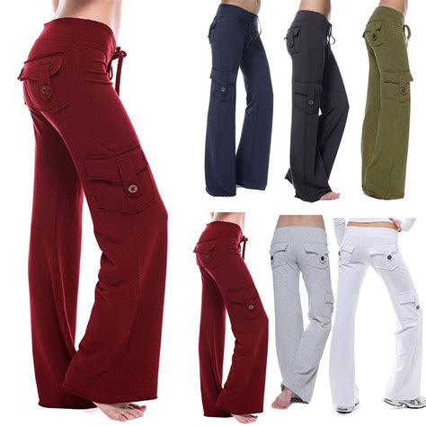 Cargo Pants for Women Stretch High Waisted Casual Sweatpant Wide Leg ...