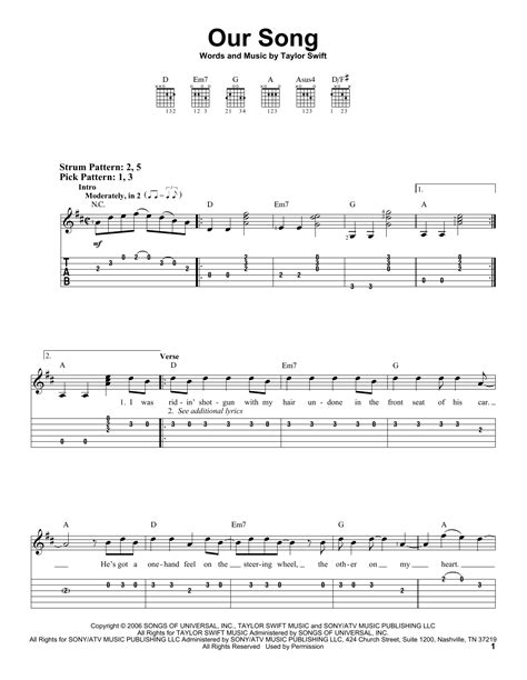 Our Song by Taylor Swift - Easy Guitar Tab - Guitar Instructor