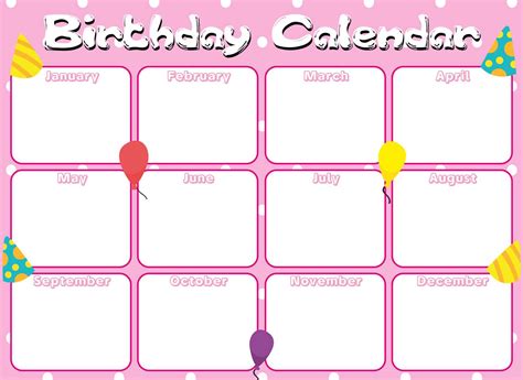 Free Printable Employee Birthday Calendar Template for Easy Planning