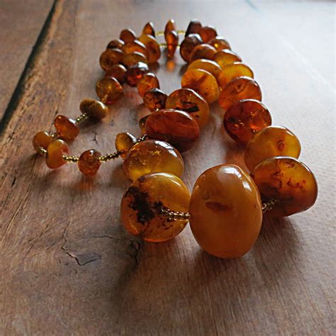 Vintage natural amber necklace. Old genuine baltic amber. Butterscotch ...
