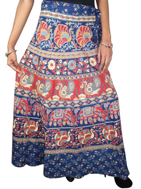 Buy Indiatrendzs Women's Ethnic Style Long Skirt Cotton Wrap Around ...