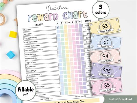 Mom Bucks | Reward Bucks | Allowance Play Money | Canva Link | Chore ...