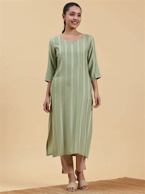 Green Striped Kurta – LABEL ARHAM