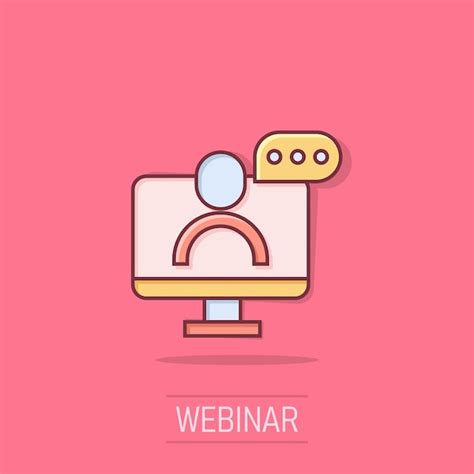 Live webinar icon in comic style online training cartoon vector ...