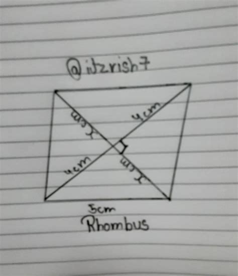 the sides of a rhombus are 5cm each and one diagonal is 8cm. Calculate ...