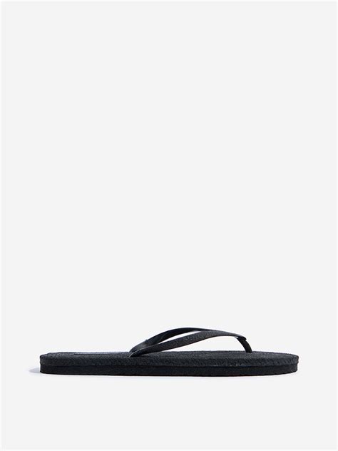 Buy LUNA BLU Black Textured Flip-Flops from Westside