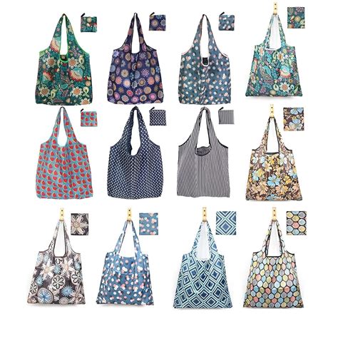 Foldable Reusable Grocery Bags, 12 Pack Random Cute Holiday Bags with ...