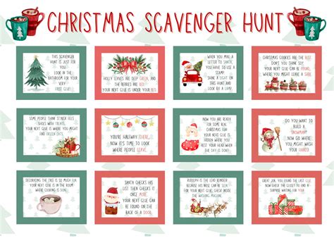 Christmas Scavenger Hunt Clues Free Printable - Printable Calendar Template
