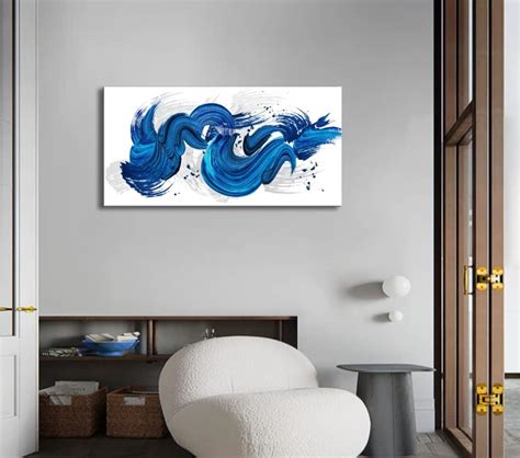 Buy ARTSPIRIT Blue Abstract Wall Art for Living Room Bedroom Bathroom ...