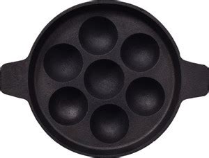 Highkind Cast Iron 7 Cavity Mini Paniyaram/Paddu/Ponganalu Pan/Kallu ...