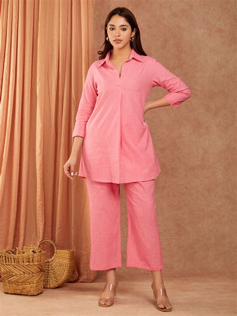 Mustard Yellow Cotton Slub Co-ord Set- Set of 2