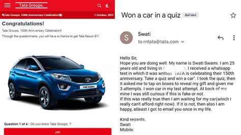 BEWARE of Tata 150th Anniversary Scam With Tata Nexon Bumper Prize ...