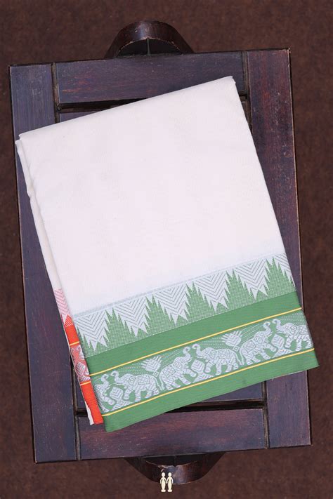 Ganga Jamuna Border White Cotton Dhoti With Angavastram Set