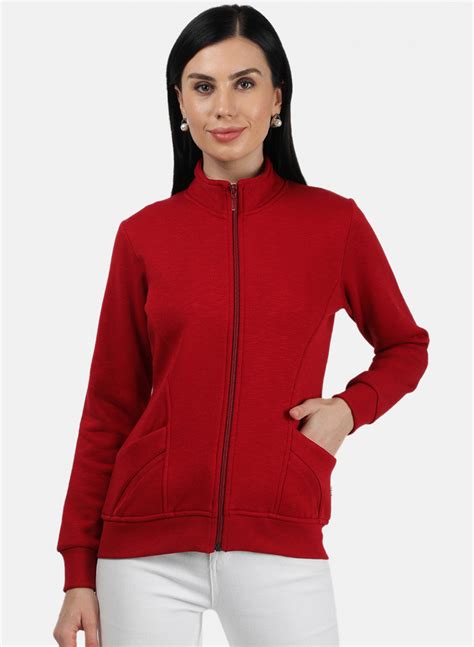 Buy Women Red Plain Sweatshirt Online in India - MOCA by Monte Carlo