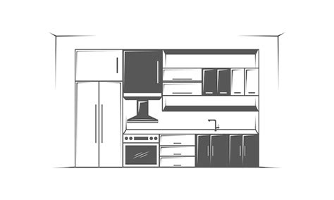 Furniture kitchen room minimalist on white background logo | Premium Vector