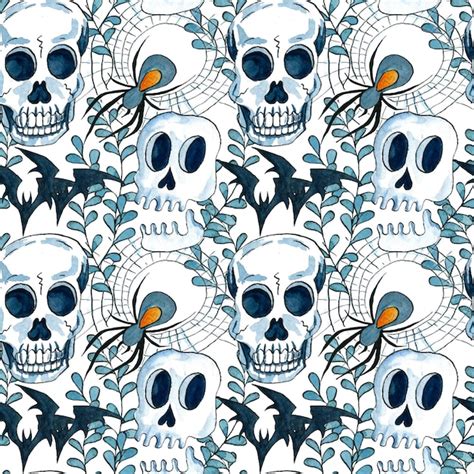 Halloween background Fall watercolor seamless pattern | Premium Photo
