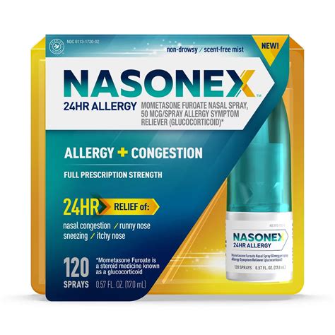 Nasonex Allergy + Congestion 24hr Relief Nasal Spray - 120 Sprays ...