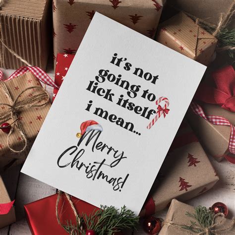 Printable Naughty Christmas Card | Instant Download | Lick Itself Card ...