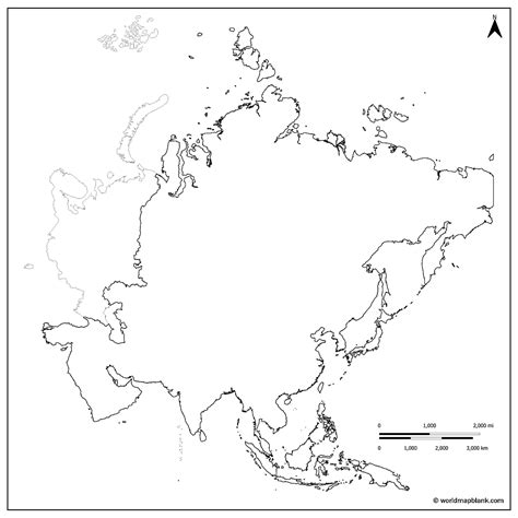 Printable Blank Map of Asia – Map of Asia Blank [PDF] - Printable World ...